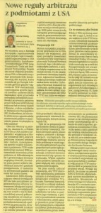 Nowe reguły arbitrażu z podmiotami z USA Dziennik Gazeta Prawna M.Papiernik M.Konig